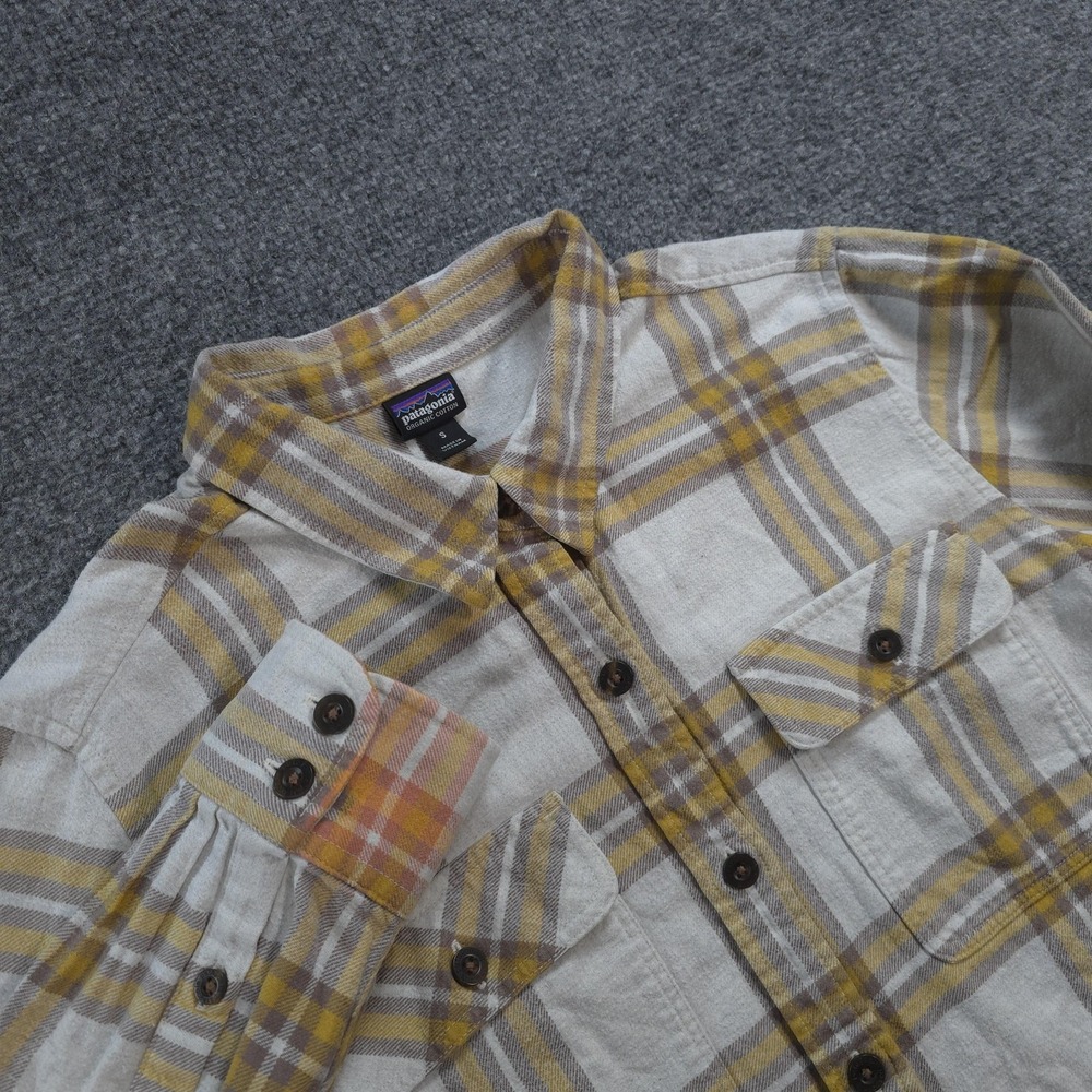 Patagonia Shirt Womens S Yellow‎ Plaid Midweight Fjord Flannel Organic Cotton